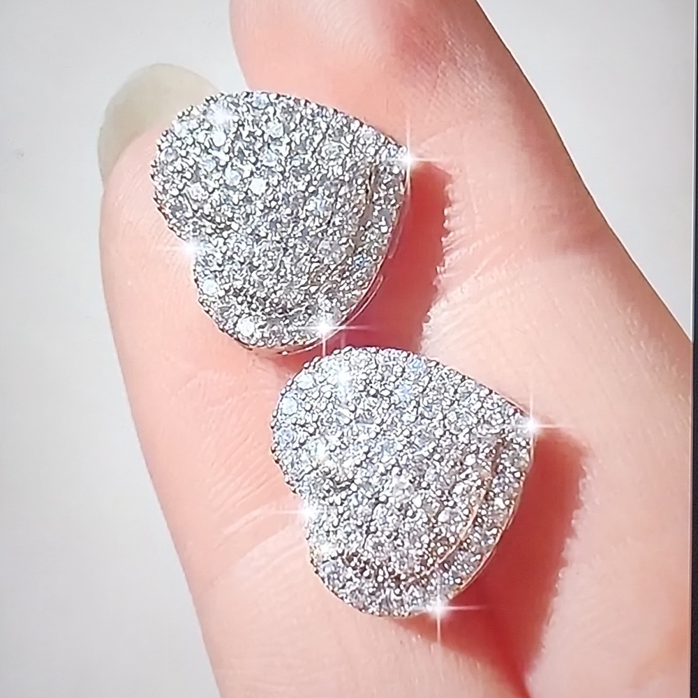 Rhinestone silver Heart earrings
